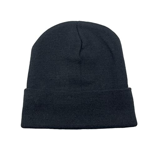 Unisex Knit Soft Warm Cuffed Beanie Hat Winter Camo Hats for Men Women Black - Picture 6 of 6