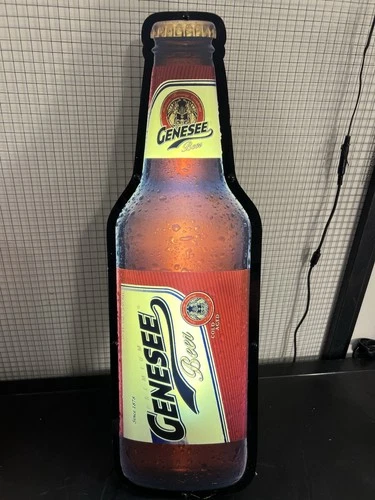 Vintage Rare Genesee Premium Beer Cold Aged Bottle Lighted Bar Sign Works