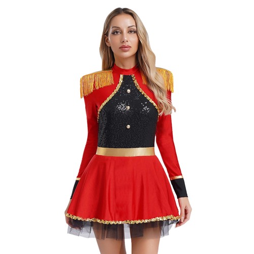 Mujeres Conjunto Domador de Leones Ringmaster Disfraz Manga Larga Ropa de Club Flecos Rave - Imagen 16 de 48