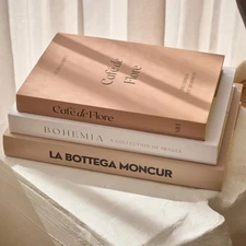 Faux Books for Decoration Coffee Table set of 3 Decorative Cream White 