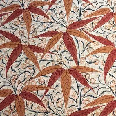 0,7 Meter x WILLIAM MORRIS ''Bambus'' LEINEN Stoff Russet/Siena