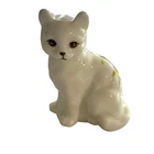 Vintage Fenton Vintage Cat Figurine Violets In Snow Hand Painted Signed Nancy R