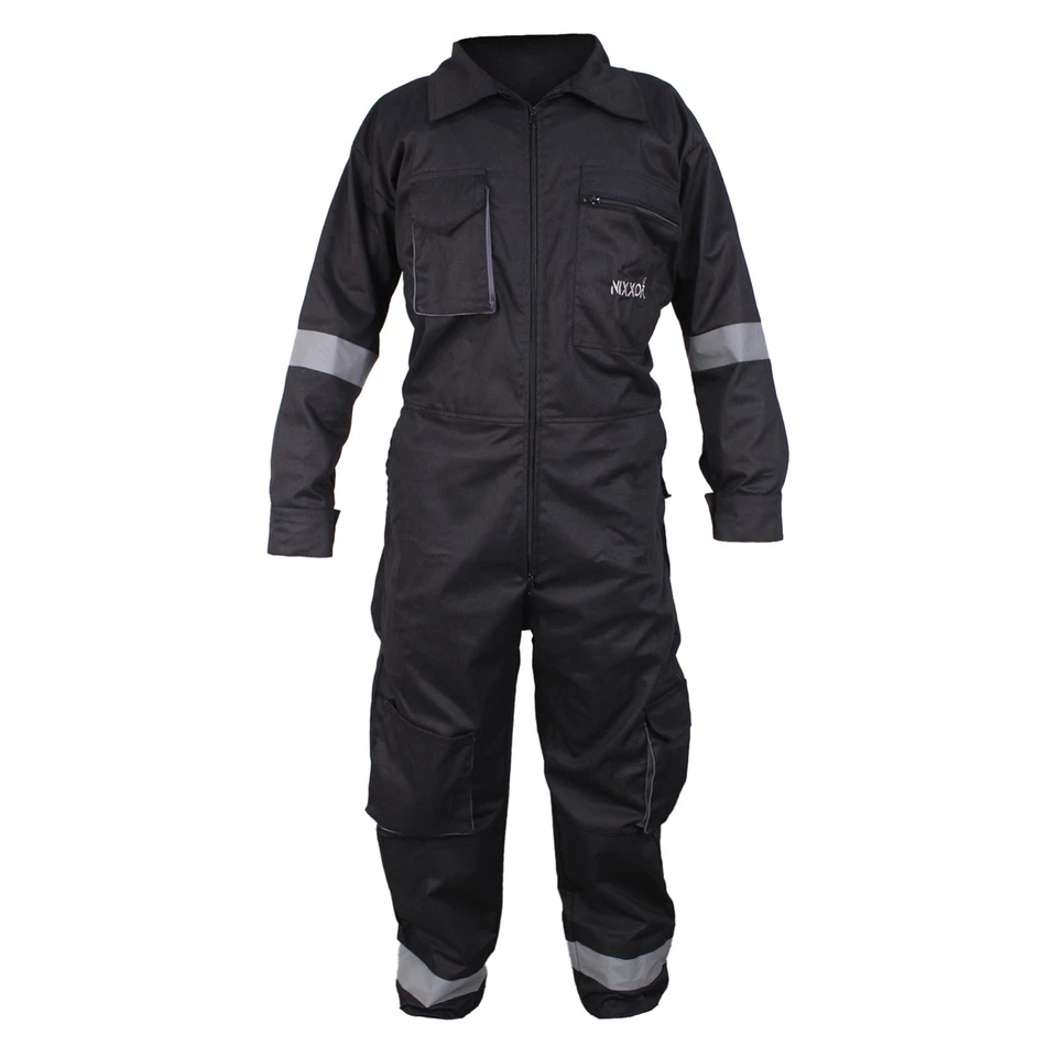 Men Black Coverall Overall Boilersuit Construction Industrial Work Wear Jumpsuit - Image 4 of 4