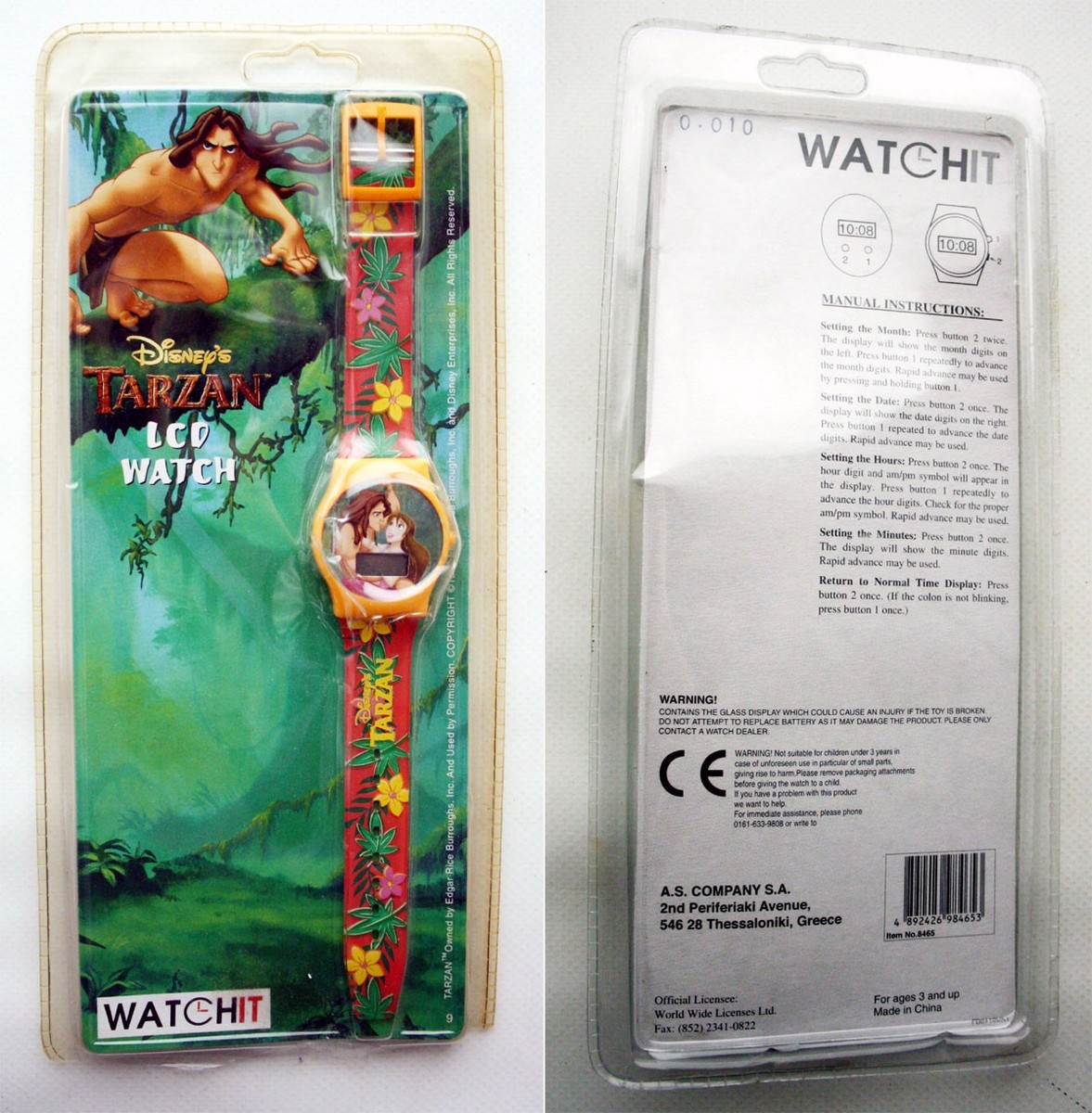 Disney - JANJAN RARE VINTAGE 1999 TARZAN & JANE LCD WATCH WATCH IT BRAND NEW