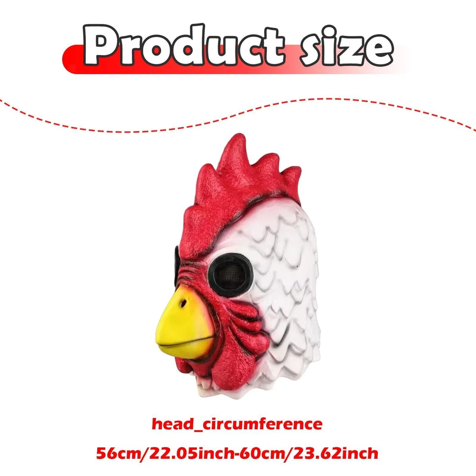 Máscara de cabeza de pavo de látex vestido de fantasía cabeza completa para juego de rol de festival de mascaradas Foto 4 de 4