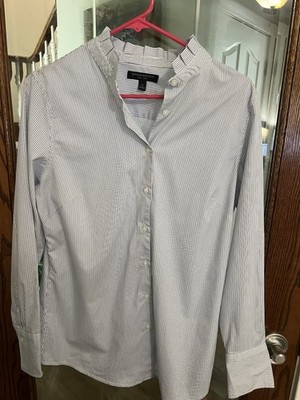 Banana Republic Striped Tailored Long Sleeve Work Shirt Women's 12 Job Interview