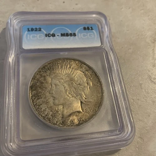 1922 Peace Dollar 90% Silver ICG MS65 Nice Coin