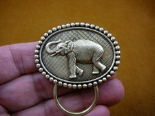 E-542 lucky Elephant oval brass Eyeglass pin pendant ID badge holder Loop