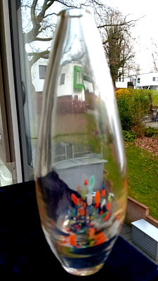schwere Glas Vase - ORREFORS - dekoratives Design -Höhe 20 cm - 0,6 kg