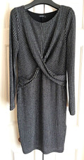 Reserved Ladies size L uk 14-16 drape front black and silver dress