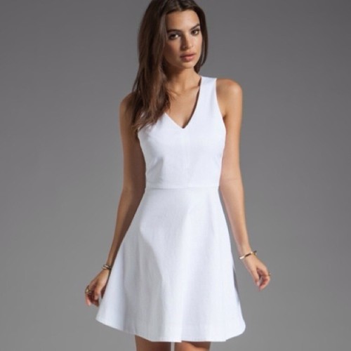 NWT $298 Small Medium JOIE Aurina Cross Back Fit and Flare Dress Porcelain White - Picture 2 of 5