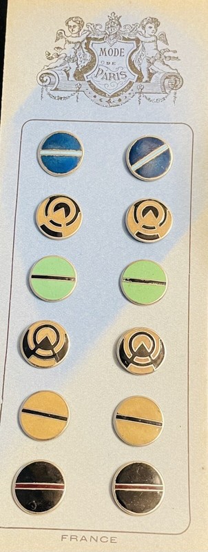 Ex Rare Antique ART DECO GEOMETRIC enamel buttons (12), ca.,1900/1918