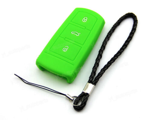 Green Silicone Case Cover For VW Remote Smart Key Passat B6 B7 CC 3 Buttons 3BT - Picture 1 of 3