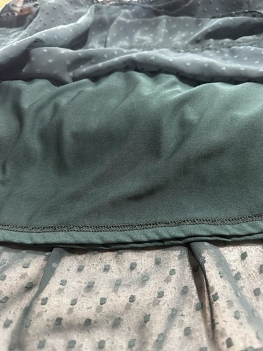 Women’s M/18 Teal Dot Chiffon Dress Long Sleeve Ruffle Hem Boho Vintage Look - Picture 9 of 14