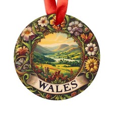 Wales Landscape, Welsh Travel, Round Acrylic Ornament, Personalized Gift