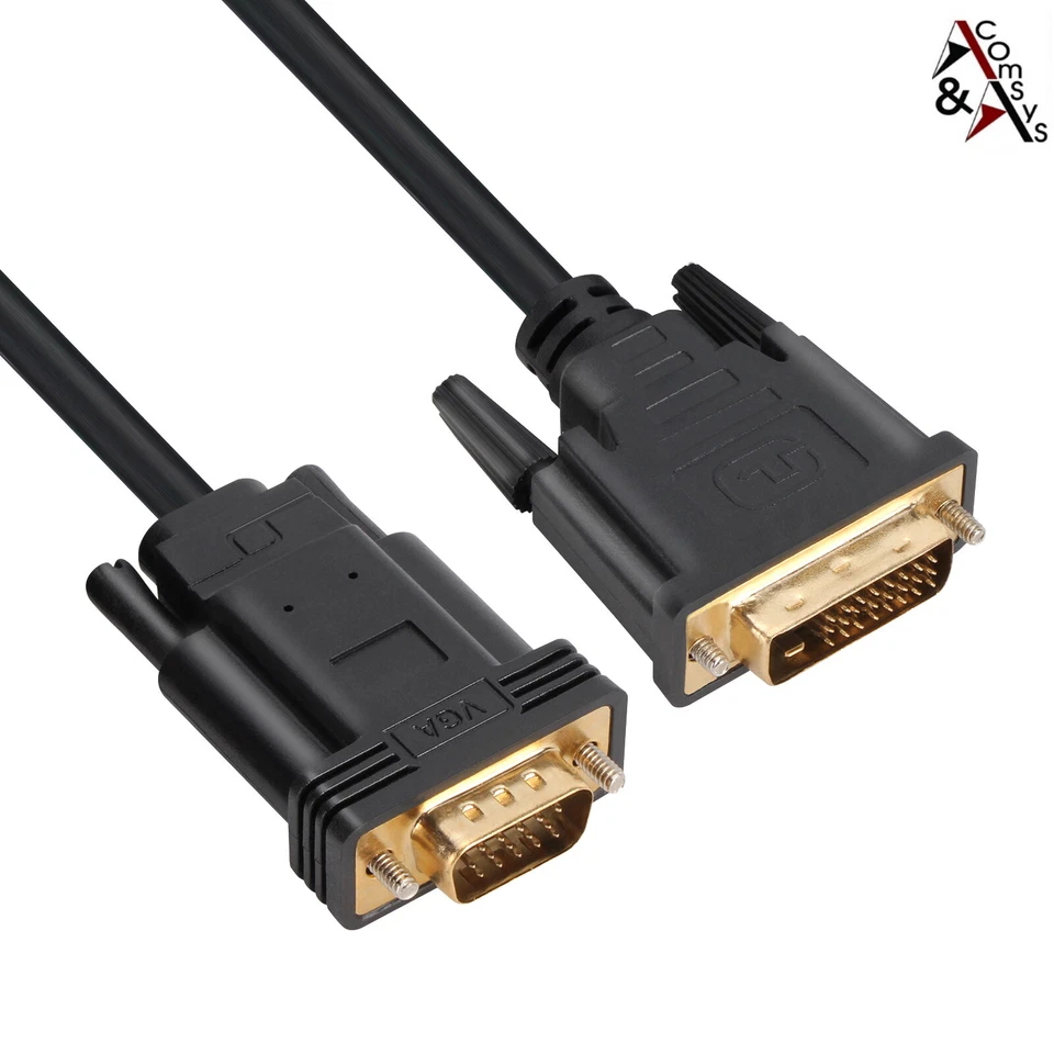1.5m Kabel VGA auf zu DVI 24+1 Dual-Link Gold Ferrit Konverter mit Chip Monitor - Bild 2 von 4