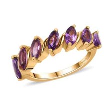 BEAUTIFUL 2.00ctw 7 Stone African Amethyst Ring Vermeil Plated Size 9