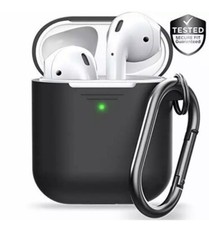 Podskinz Keybudz Airpods 1  2 Gen Case Cover Silicone Black Carabiner keychain
