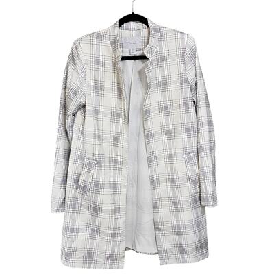 Carolina Belle Montreal jacket long white black plaid office career