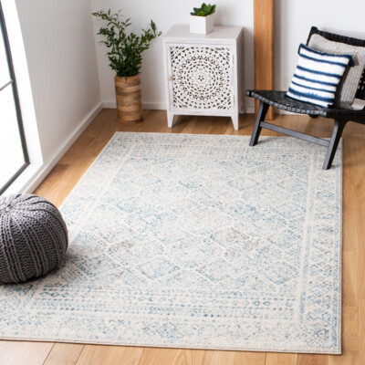 SAFAVIEH Tulum Collection TUL264B Ivory / Turquoise Rug
