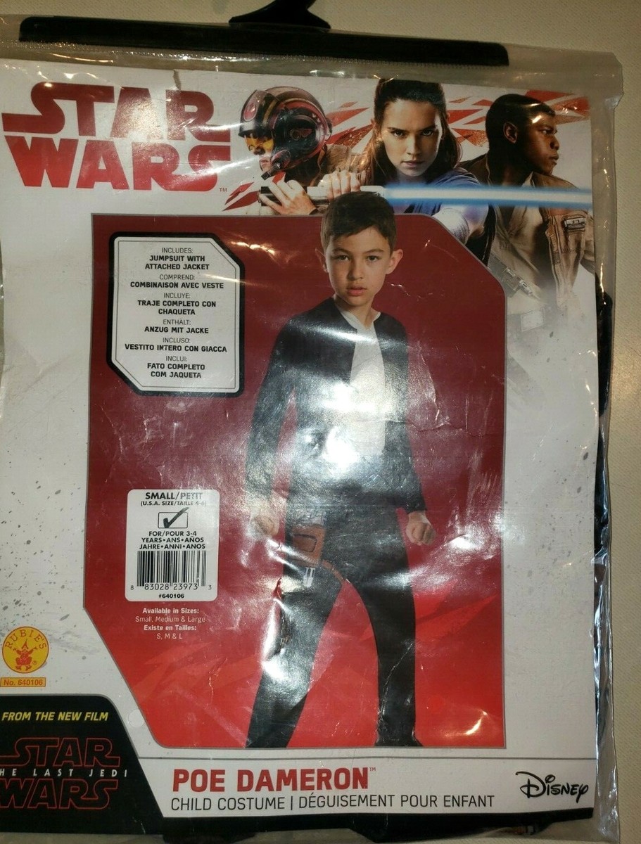NEW STAR WARS POE CAMERON BOYS HALLOWEEN COSTUME size SMALL 4/6