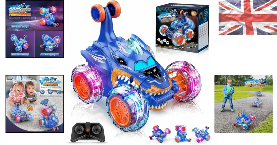 Colorful Shark Monster Truck with LED Lights - Fun RC Car for Children Ages 3-12 - Image 2 of 4
