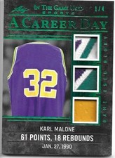 2020 Leaf ITG Used Sports KARL MALONE Triple Patch A Career Day 1/4 Emerald