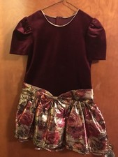 Girl  s Gold/Red Christmas Dress with Tulle Size 7