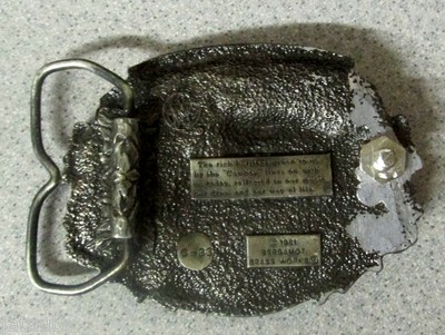 Vintage 1981 Bergamot Brass Works COWBOY BELT BUCKLE Embossed