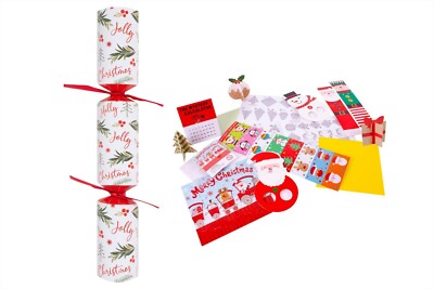 Weiße, rote & grüne Stechpalme lustige Weihnachten umweltfreundliche Cracker (50)