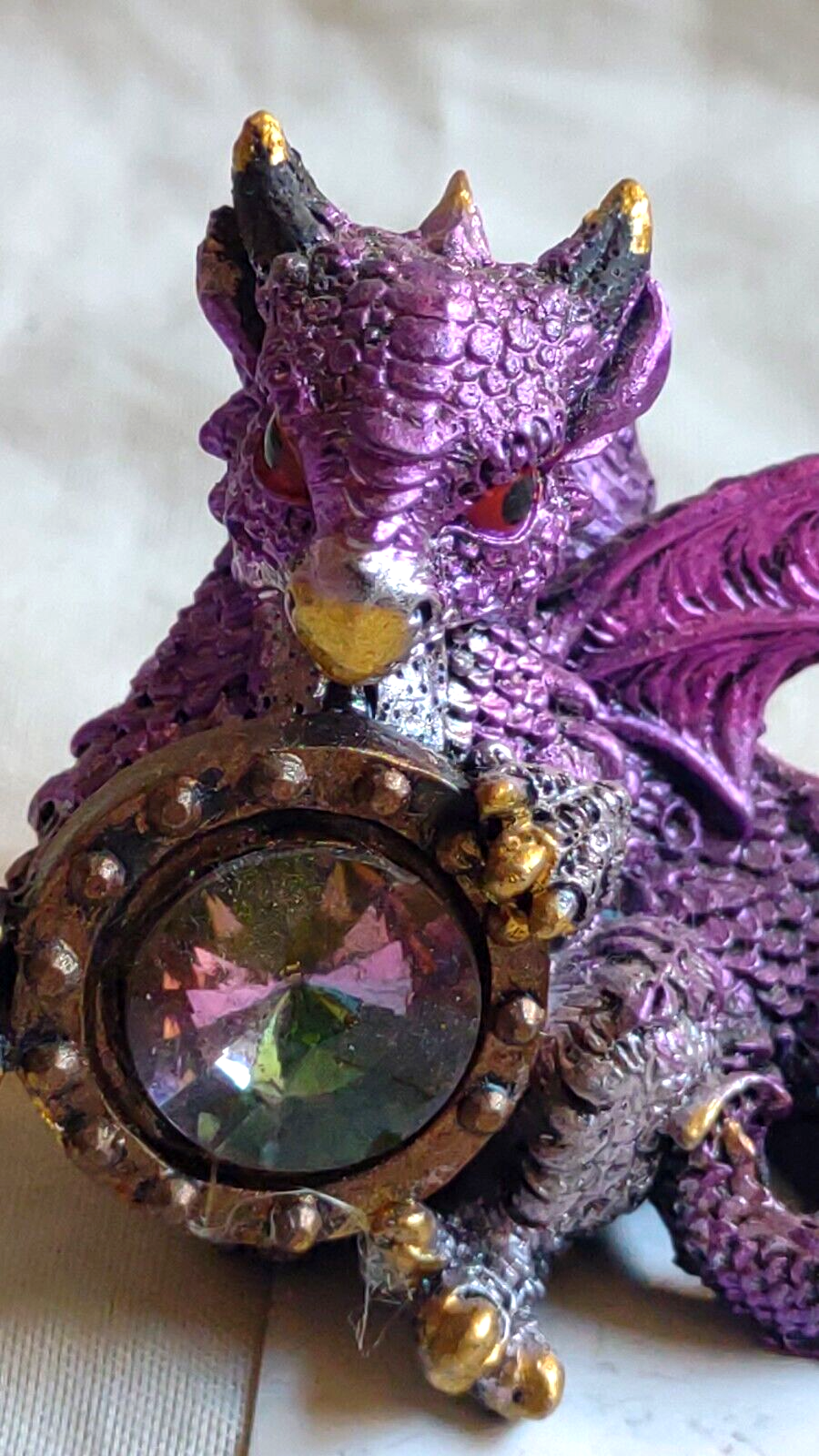 Resin Purple Baby Dragon Holding Gem 2