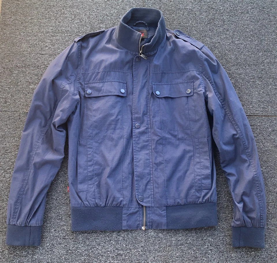 Levis Jacket Mens Medium Navy Blue Full Zip Button Up Parka Sports - image 2 of 4