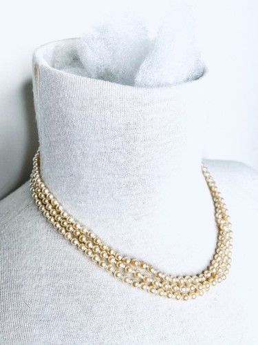 Vintage Long Beaded Faux Beige Knotted 