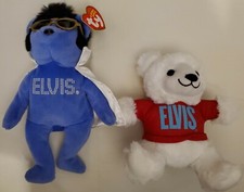 ELVIS Bear Plush Lot - Ty Beanie Baby Elvis Signature Product Bear