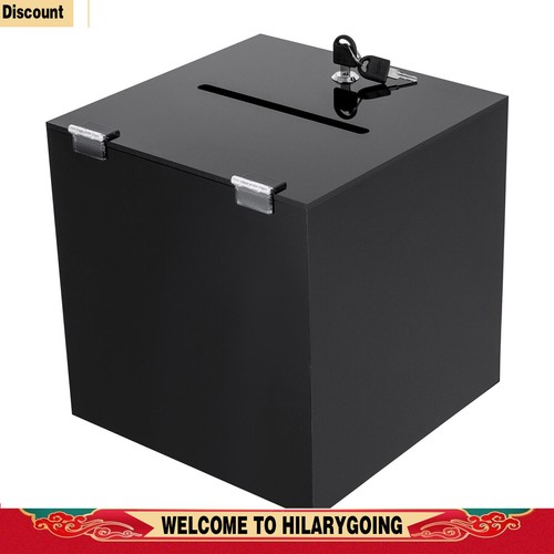 Acrylic Square Donation Box Money Storage Container Suggestion Box With Lock - Picture 5 of 26