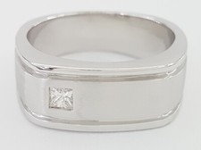 Princess Diamond Men's Wedding Band Ring 0.15 ct 14K White Gold 9 mm 11.7 Grams