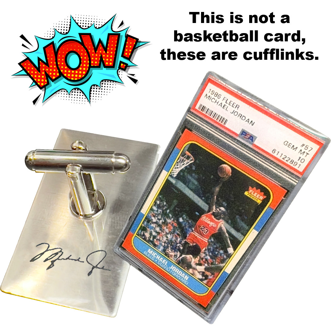 PBX-011-H Cufflinks for 1986 1987 Fleer Michael Jordan Rookie Card Collectors PS view 4