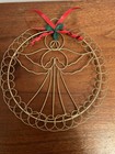 Vtg Gold Angel Praying Christmas Wreath Holiday Card Holder HOLDS 30 Cards — photo 1