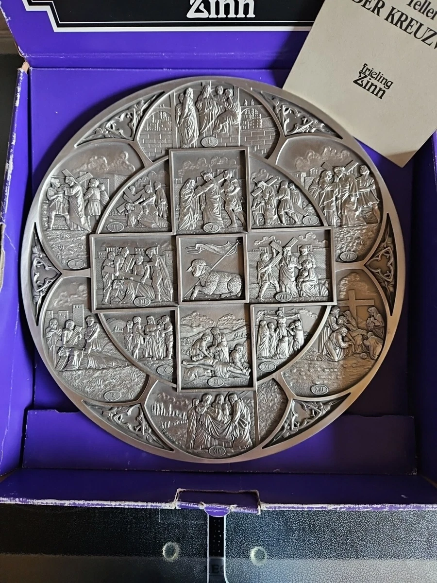 Frieling Zinn-Teller "Der Kreuzweg", Zinngehalt 95%, Durchmesser 32 cm
