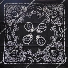 Grateful Dead - Black Space Lot Bandana, 100% Cotton, 21.6"x21.6", SYF, JGB