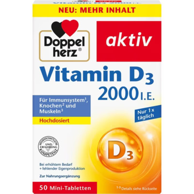   Doppelherz Vitamin D3 2000 I.E. Immunsystem Knochen 50 Mini-Tabletten  