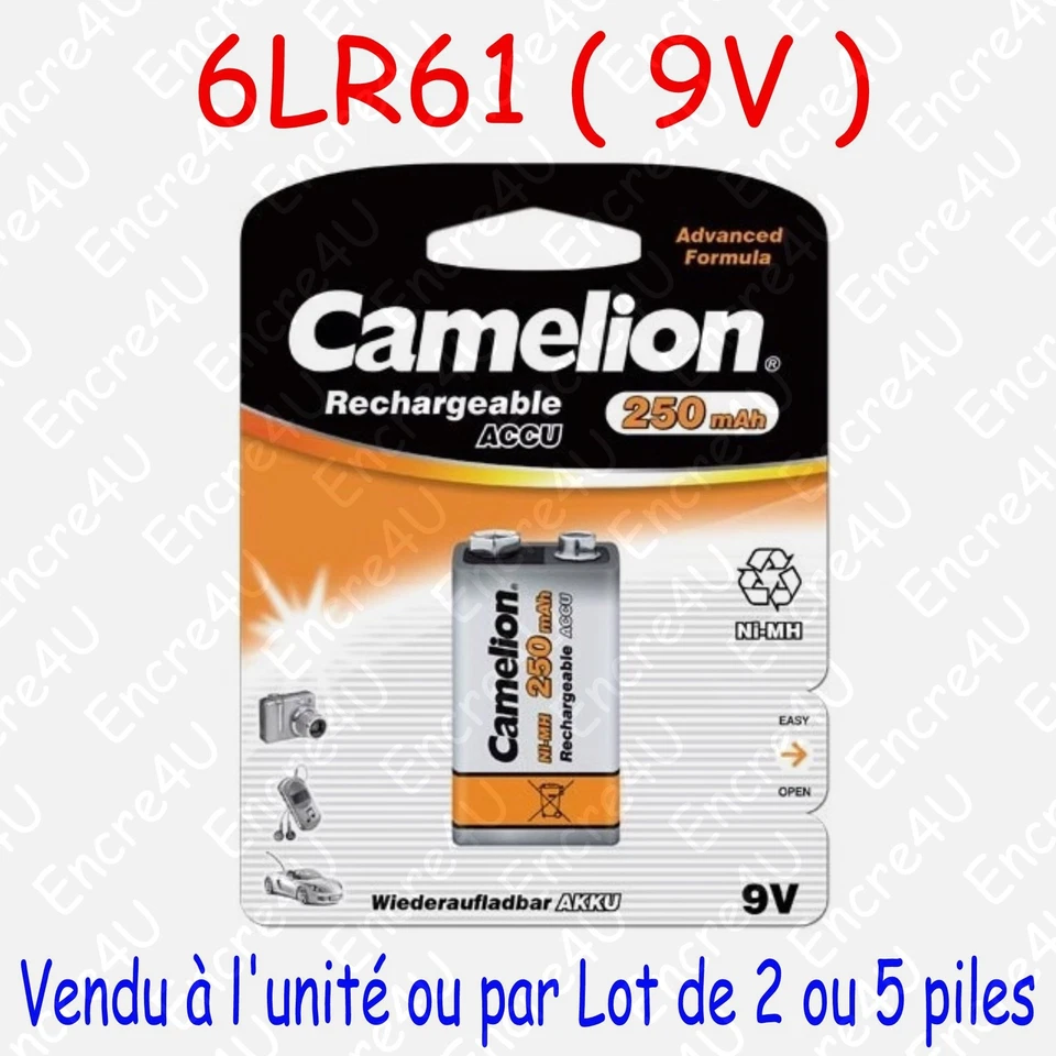 Pile Accu Rechargeable 9V 6LR61 : disponible aussi en version Alcaline Jetable ! - Photo 1/1