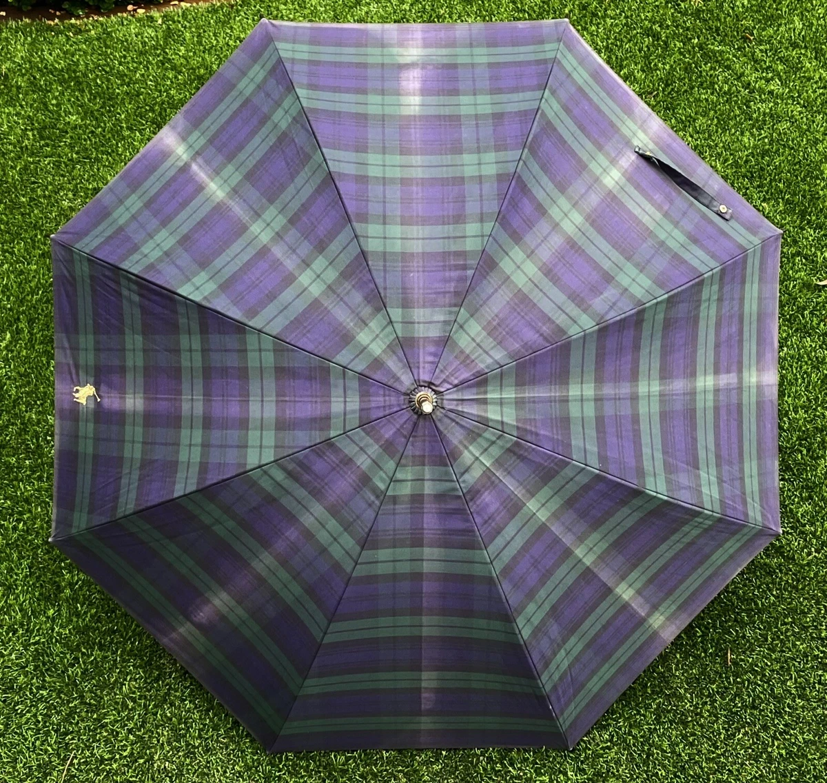 Vintage 90 s Polo Ralph Lauren Tartan Plaid Doorman Hook Umbrella
