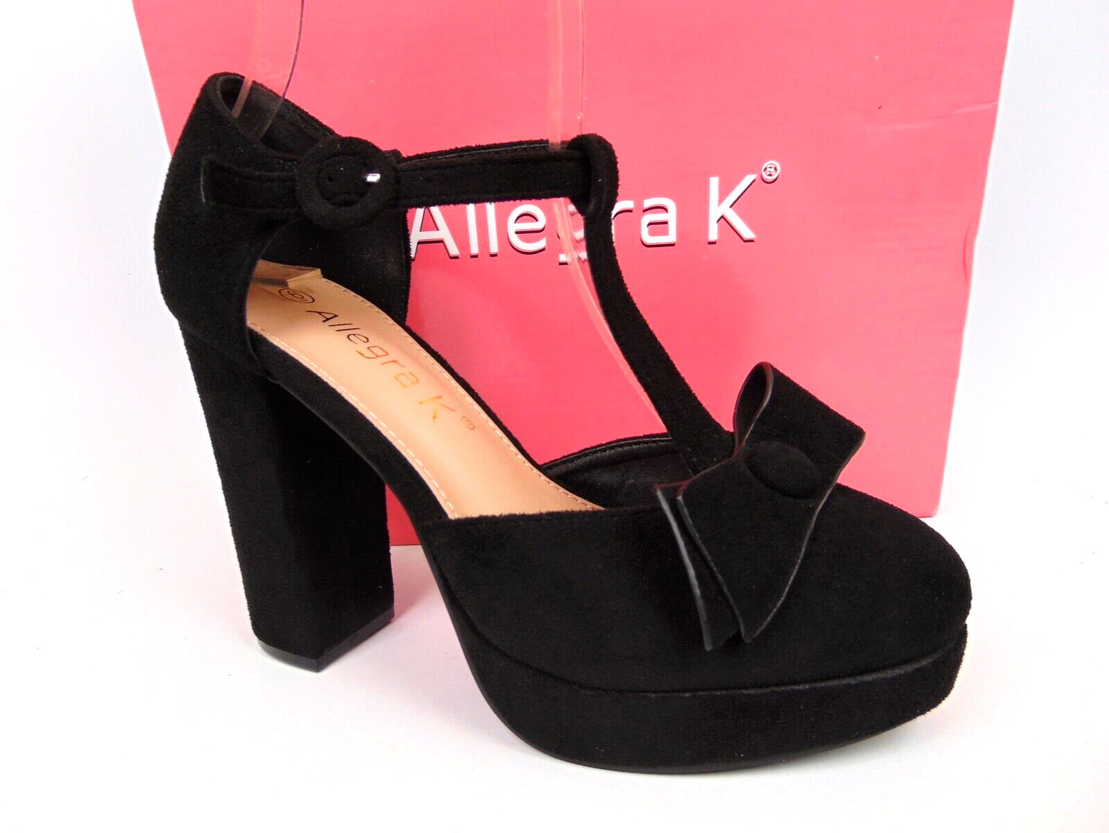 ALLEGRA K Women’s Black Ankle Strap Heeled Dress Pumps Size 6.0 M