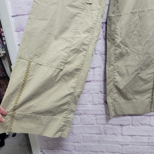 Anthropologie Sitwell Wide Leg Khaki Cargo Pants Womens 8 Zig Zag Detail Boho - Picture 3 of 9