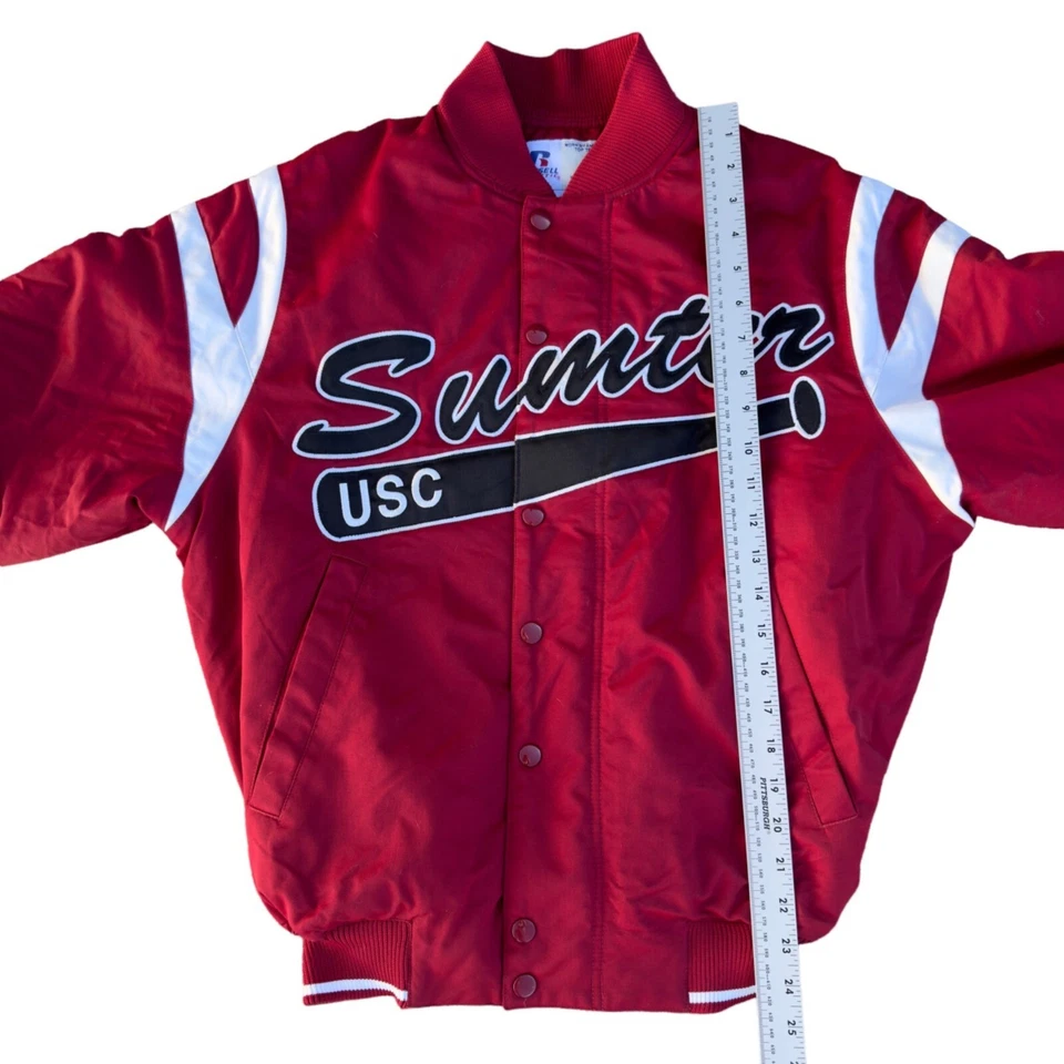 Chaqueta de bombardero universitaria de béisbol Russell Athletics USC Sumter rara para hombre pequeña (S) Foto 4 de 4