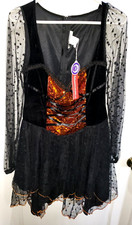 teen girl women 14 UP NEW NWT FANCY WITCH HALLOWEEN COSTUME DRESS HAT SEQUINS