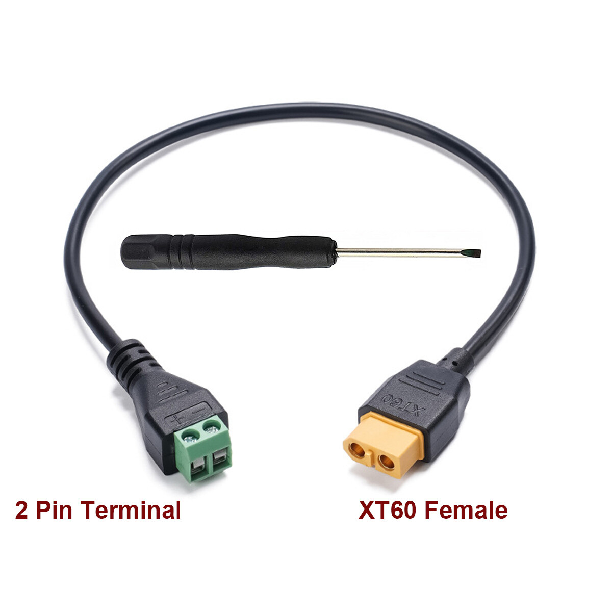 XT60 Female to 2 Pin Screw Terminal Adapter Cable 20AWG Drone