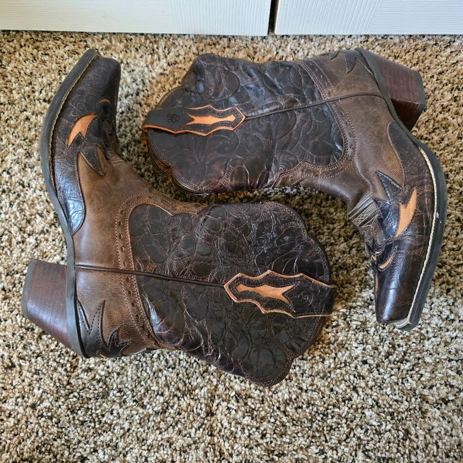 Botas vaqueras de cuero marrón ARIAT DAHLIA 10008780 para mujer talla 7,5 B Foto 2 de 4