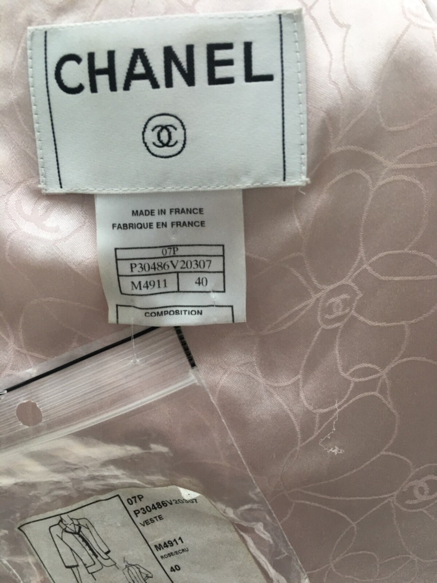 AUTH CHANEL SUIT JACKET PANTS PINK WOOL SILK CC BUTTONS SHORT SLEEVES SIZE 40